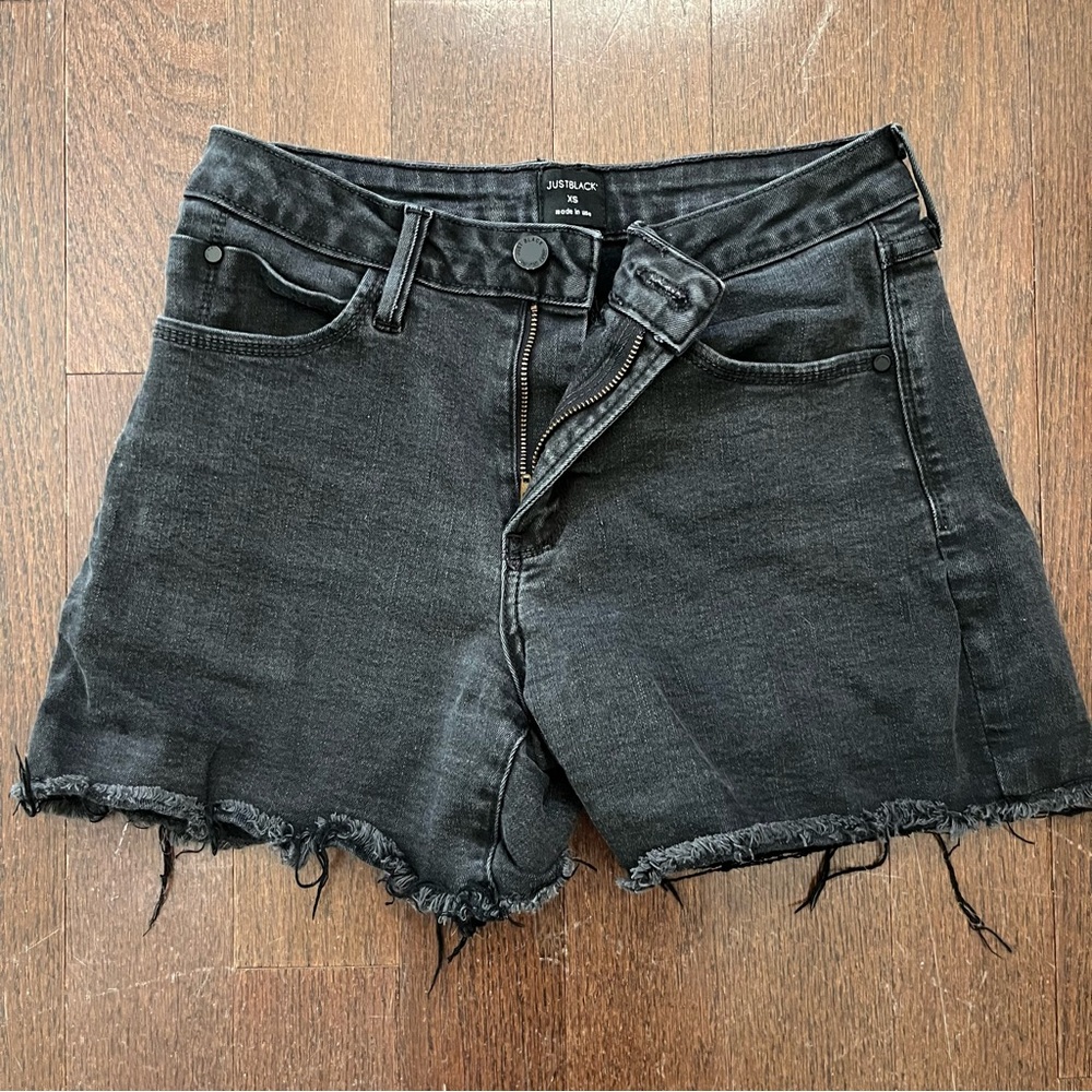 Just Black Denim black cut off shorts